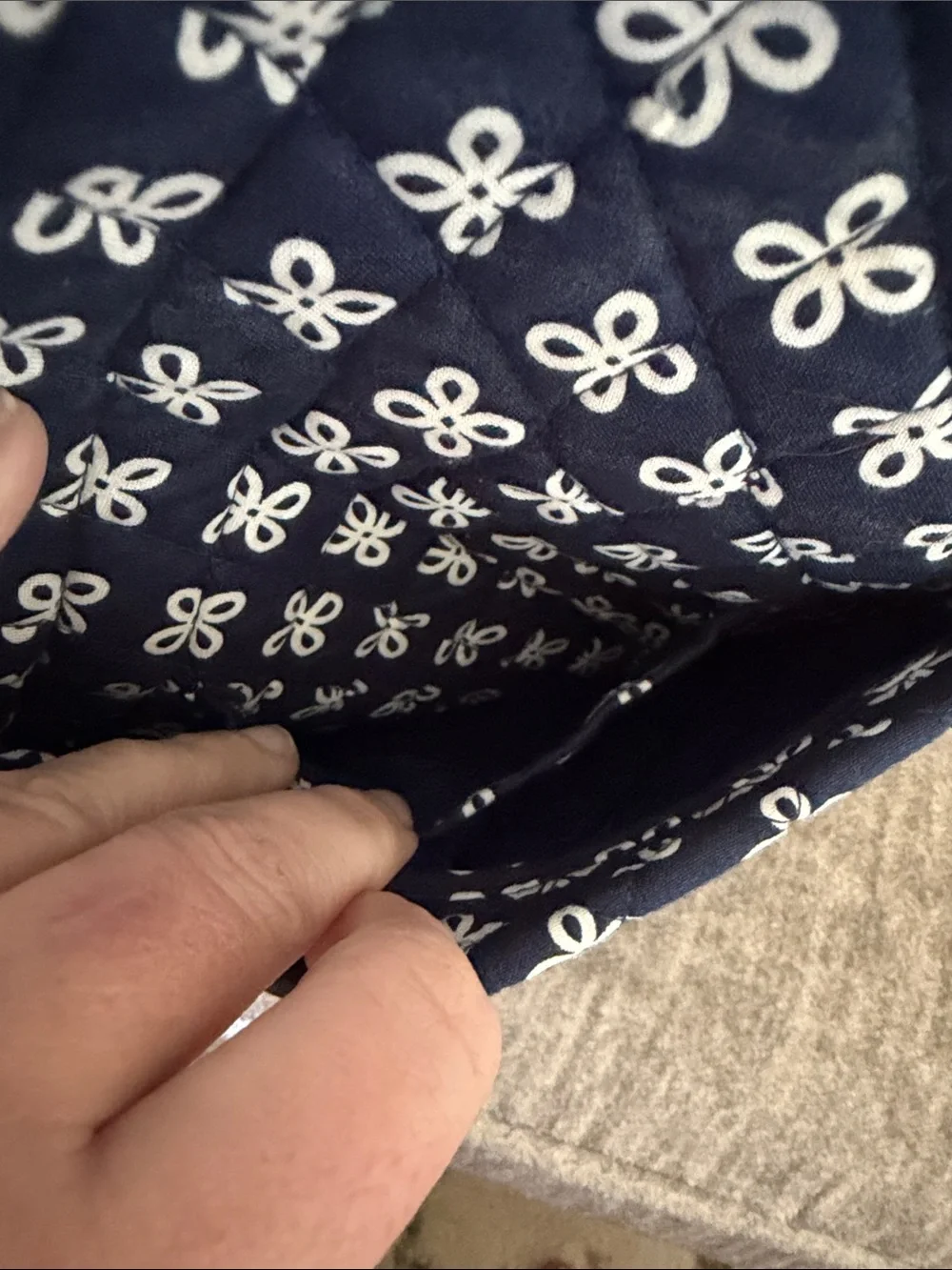 Vera Bradley Navy Quilted Floral Tote